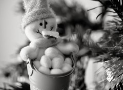 Wallpapers Objects Bonhomme de neige et son seau de boules