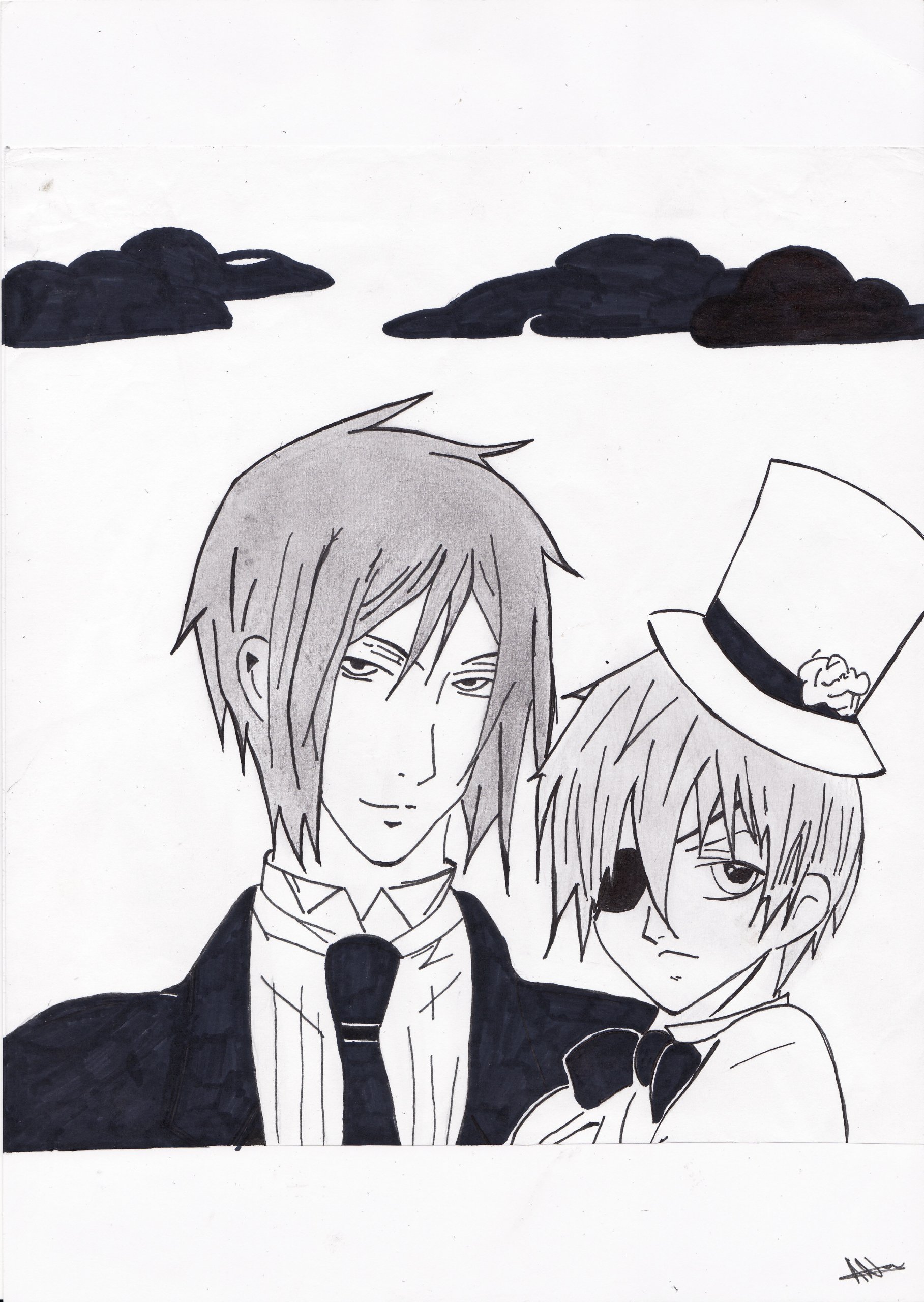 Fonds d'cran Art - Crayon Manga - Kuroshitsuji (Black Butler) ciel & sbastian