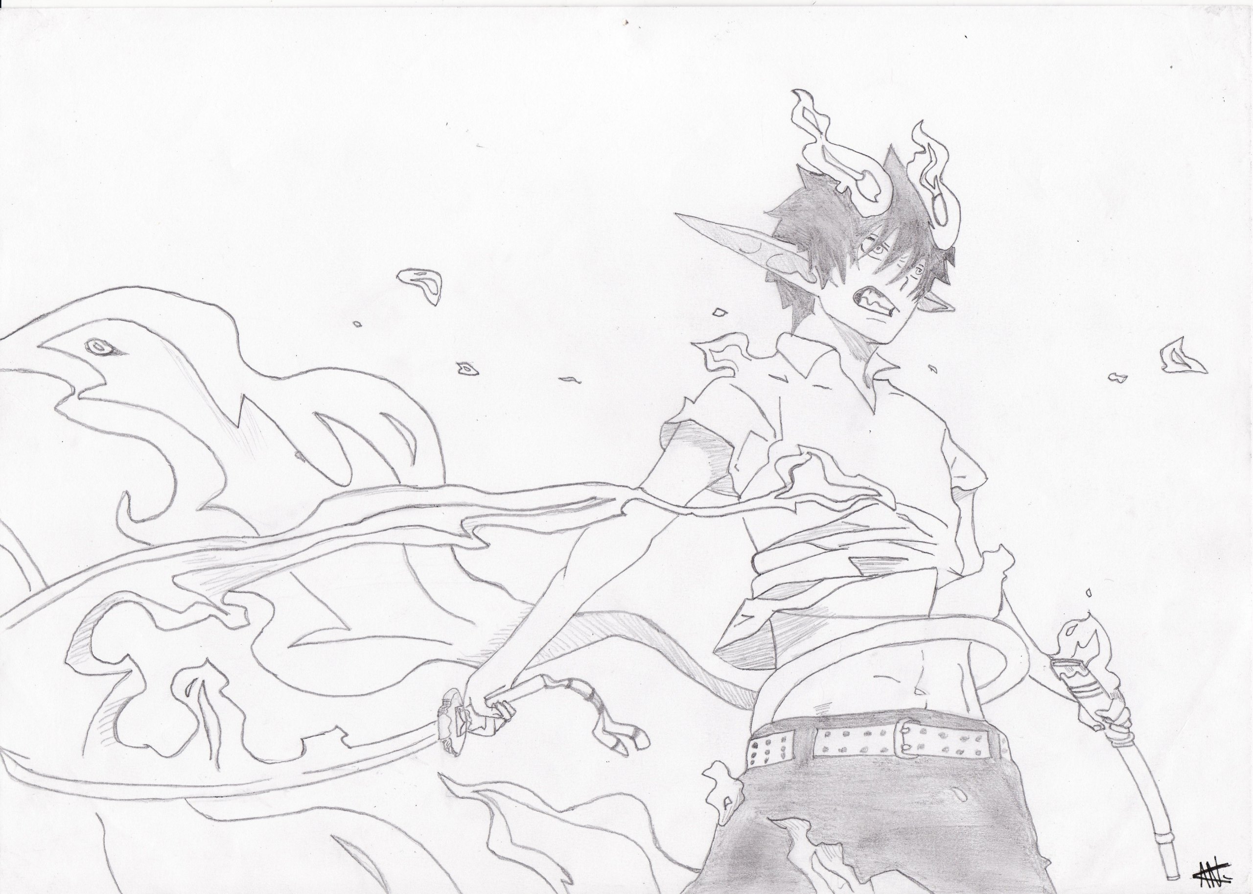 Fonds d'cran Art - Crayon Manga - Divers rin okumura demon