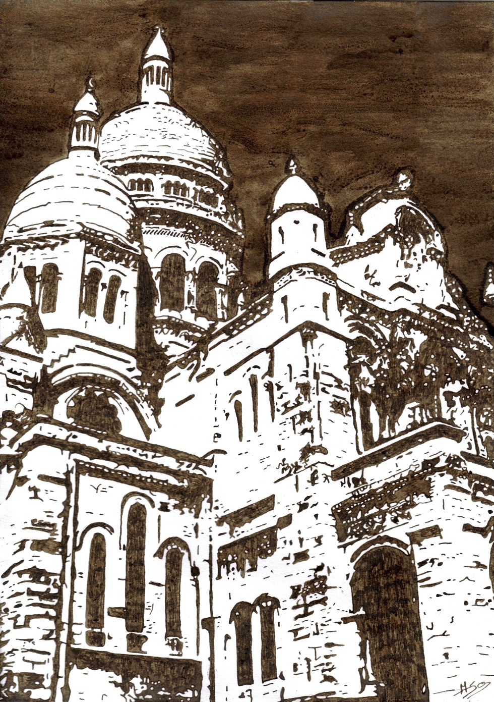 Wallpapers Art - Pencil Architecture - Urbanism - Monument basilique sacr coeur paris