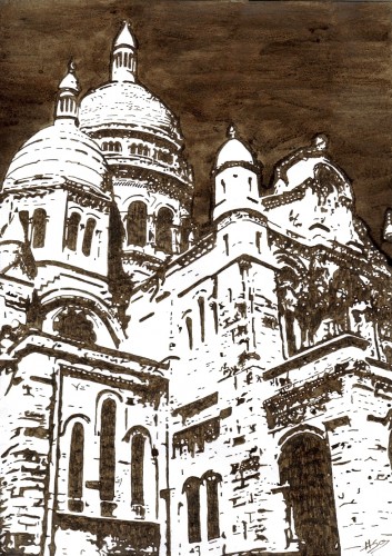 Fonds d'cran Art - Crayon Architecture - Urbanisme - Monument basilique sacr coeur paris