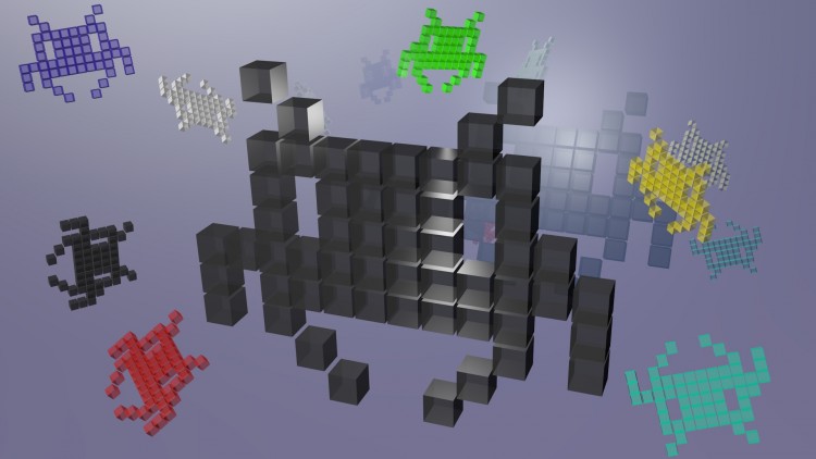 Fonds d'cran Art - Numrique 3D - Blender Space Invader