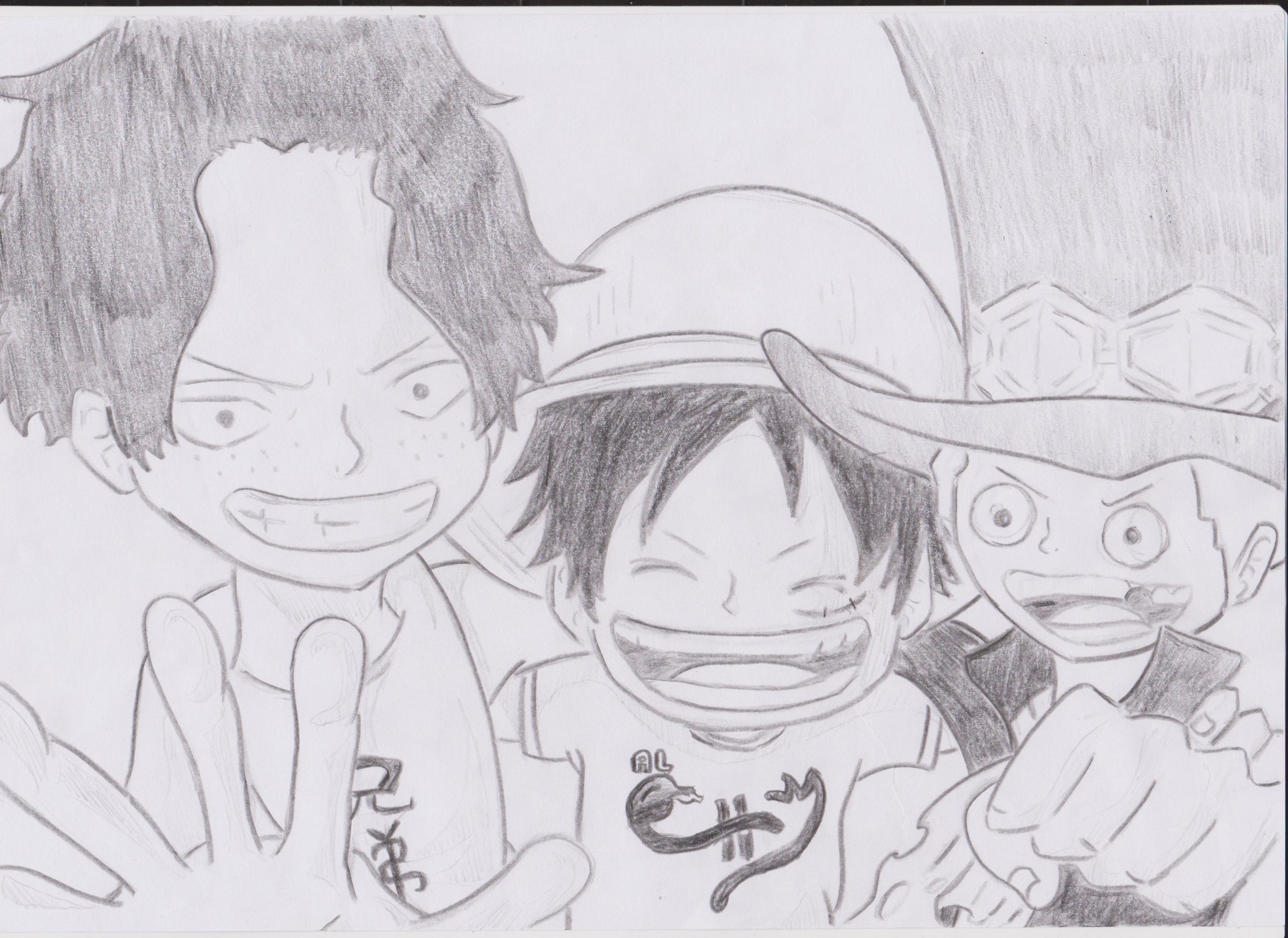 Wallpapers Art - Pencil Manga - One piece ace, luffy et sabo ; 