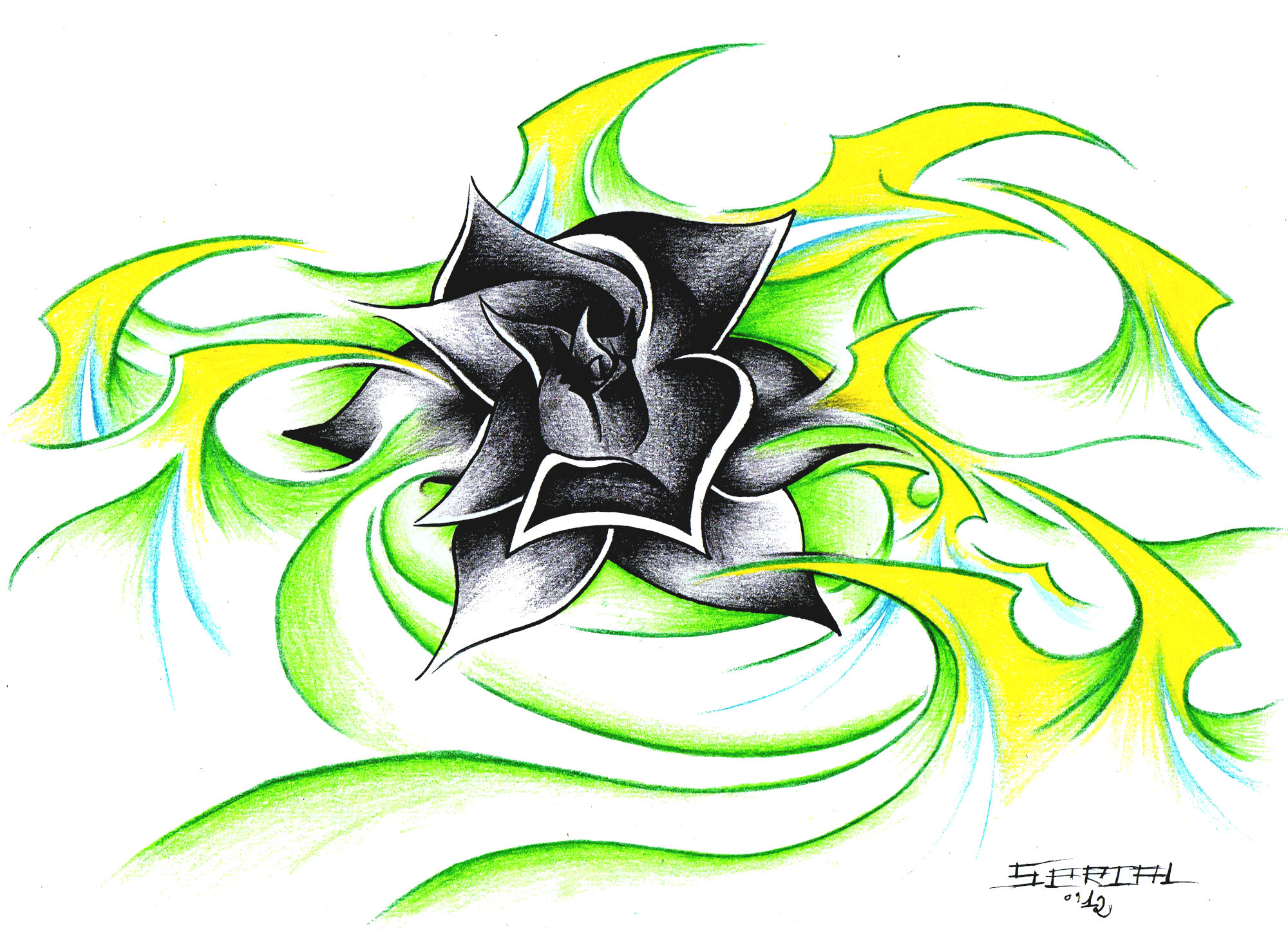 Fonds d'cran Art - Crayon Tatouages Black Rose