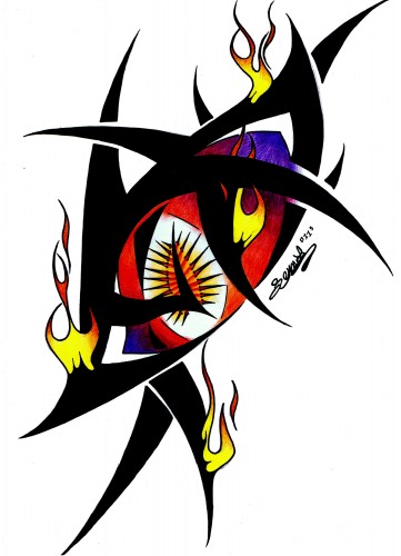 Fonds d'cran Art - Crayon Tatouages Tattoo Eyes Tribal