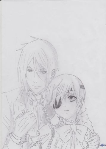 Wallpapers Art - Pencil Manga - Kuroshitsuji (Black Butler) ciel & sbastian 2