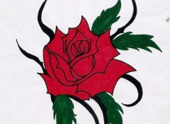  Art - Pencil Red rose tribal