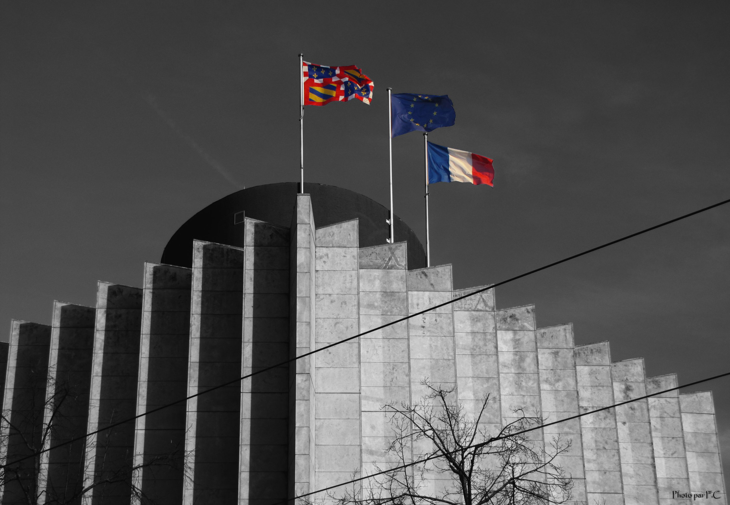 Wallpapers Constructions and architecture Administrative buildings Drapeaux au Conseil rgional de Bourgogne