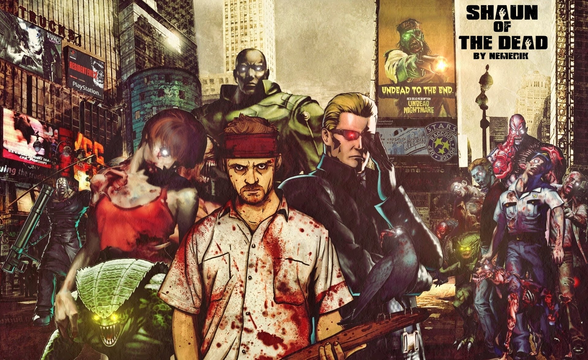 Fonds d'cran Jeux Vido Resident Evil Shaun Of the Dead.