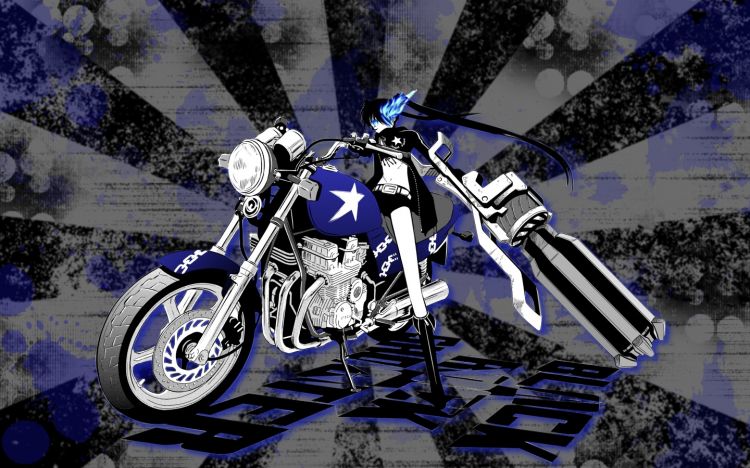 Fonds d'cran Manga Black Rock Shooter Black rock shooter sur moto !