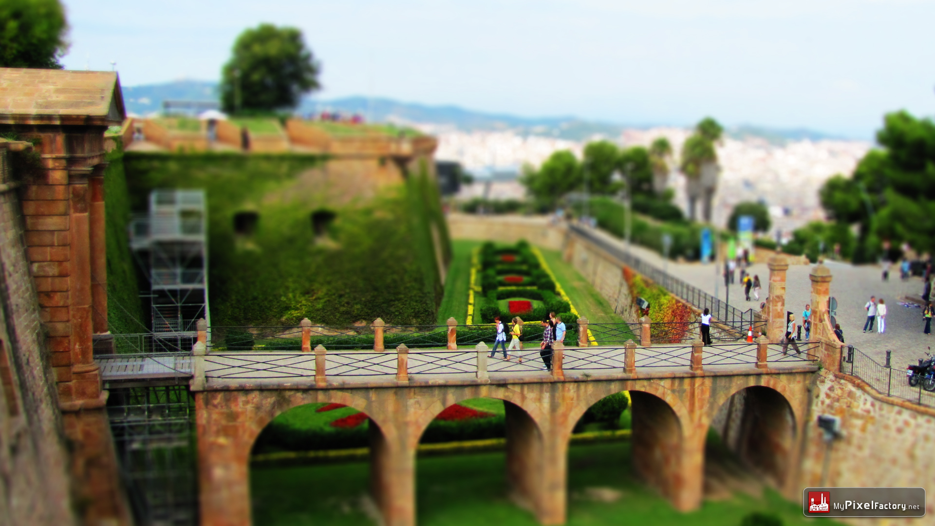 Wallpapers Constructions and architecture Castles - Palace Chateau de Montjuc (Barcelone) - TILT-SHIFT