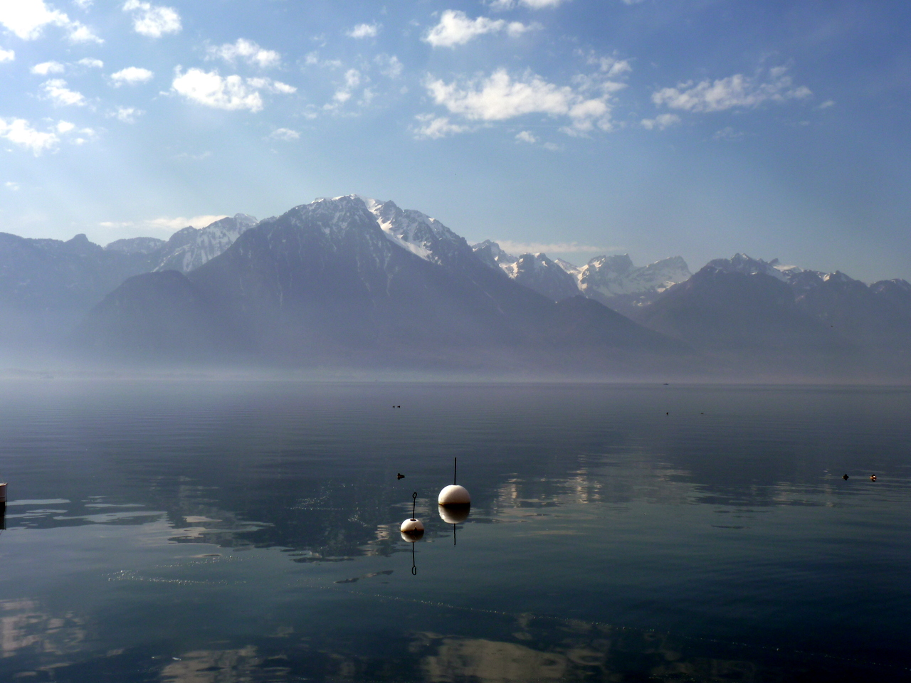 Fonds d'cran Nature Lacs - Etangs lac lman et monts enneiges