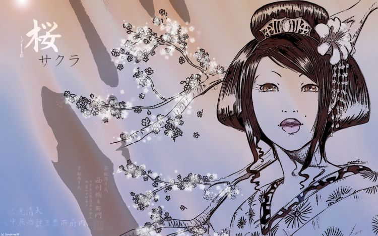 Wallpapers Digital Art Style Asian Sakura Girl