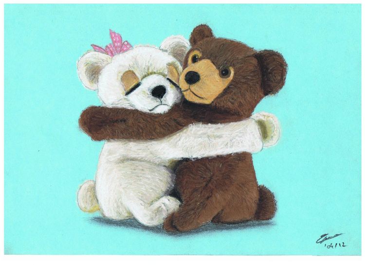 Fonds d'cran Art - Crayon Peluches Nounours in love