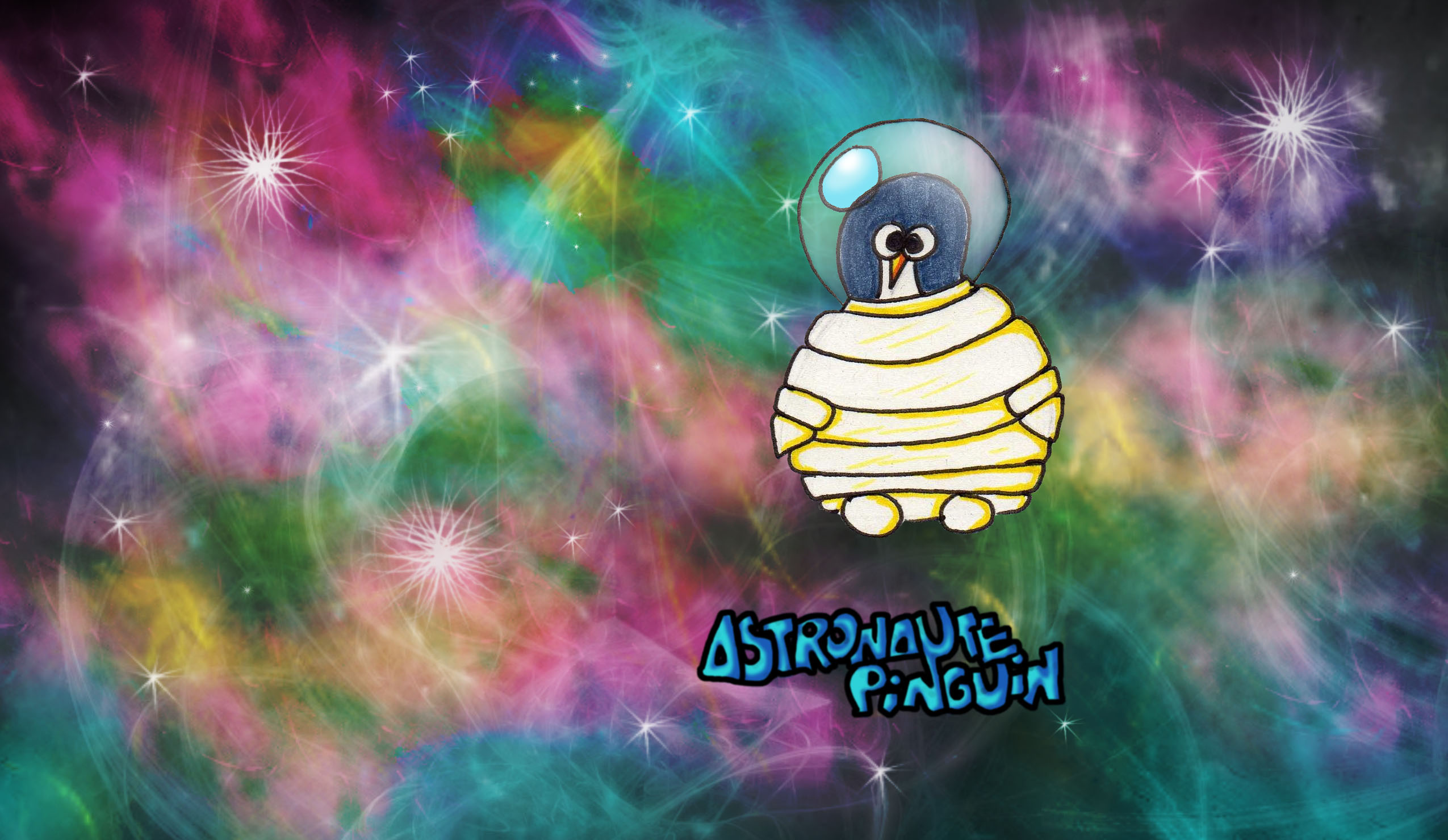 Wallpapers Digital Art Space - Universe astronaute pinguin