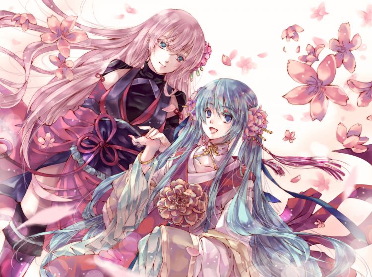 Fonds d'cran Manga Vocalods Miku and Megurine