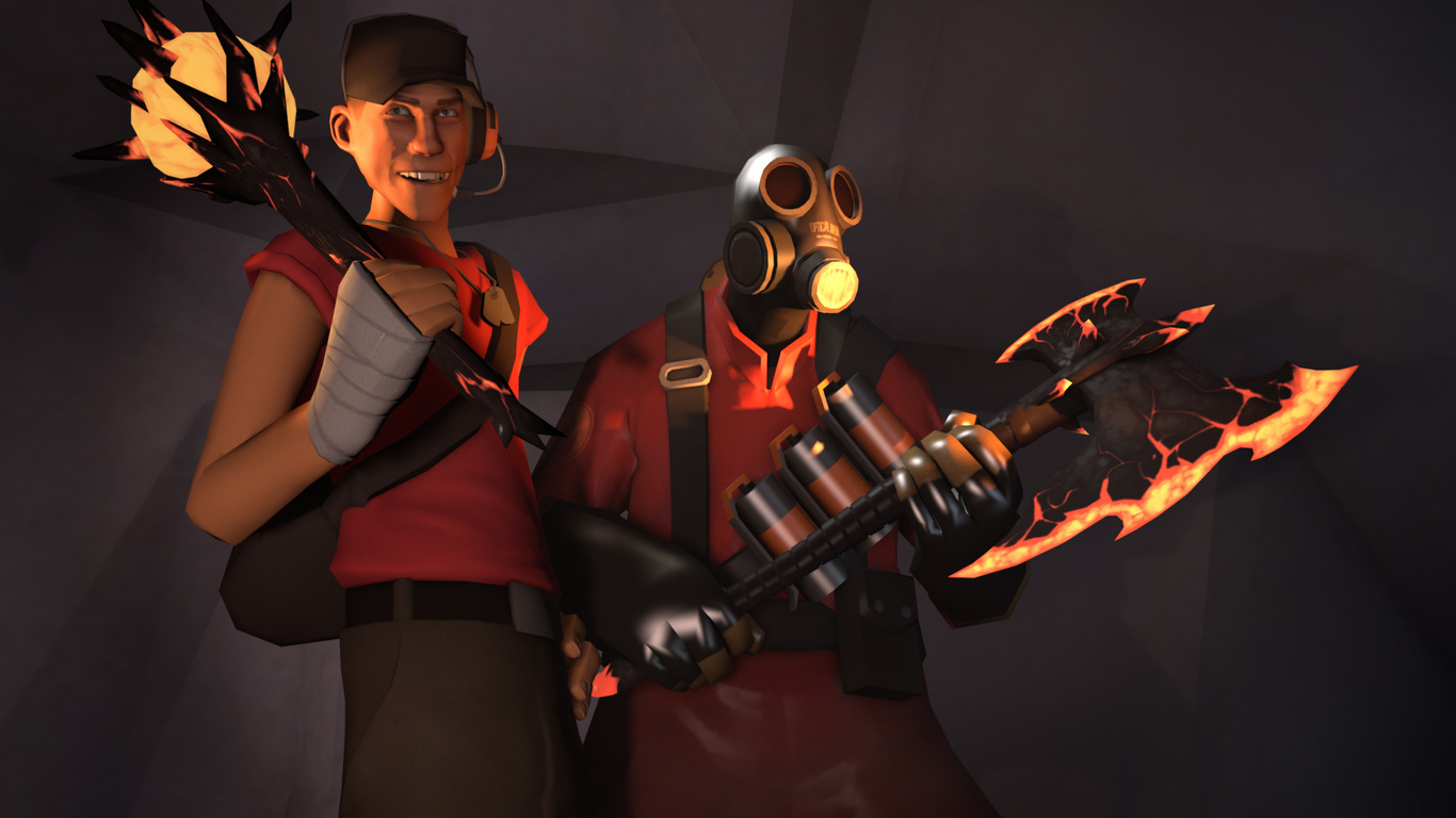 Wallpapers Video Games Team Fortress 2 Scout et Pyro