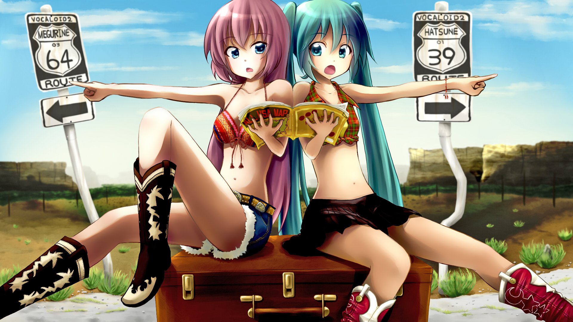 Fonds d'cran Manga Vocalods Hatsune Miku & Megurine Luka