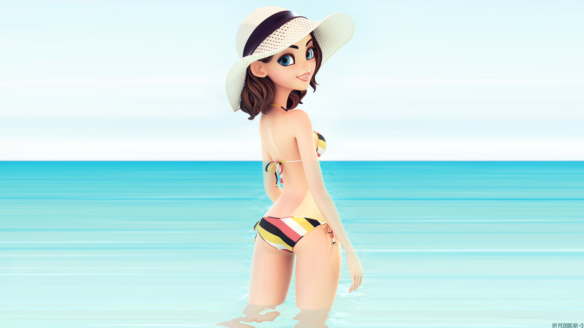 Wallpapers Digital Art Women - Femininity La Fille  la plage.