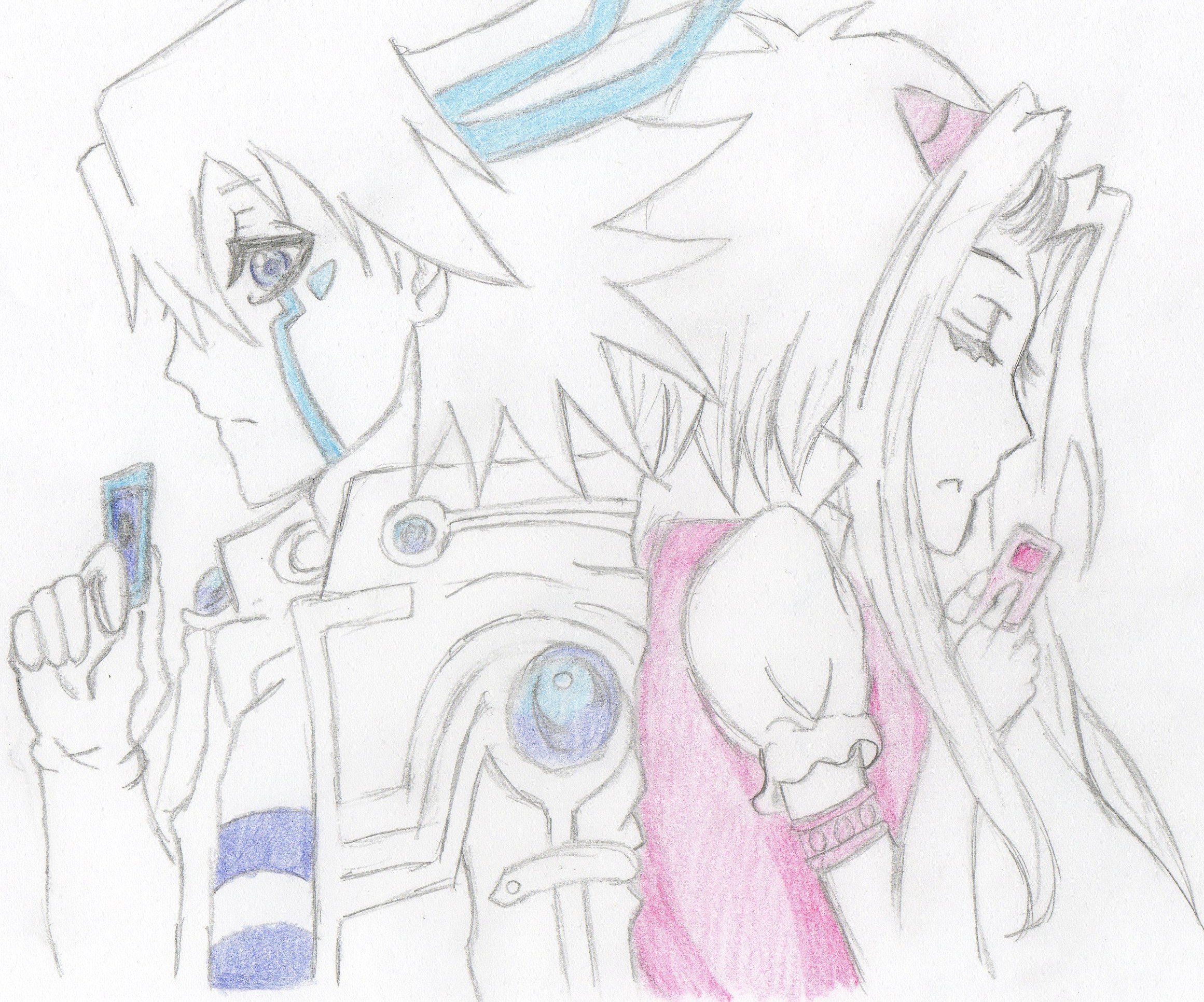 Fonds d'cran Art - Crayon Manga - Yu Gi Oh akiza/yusei