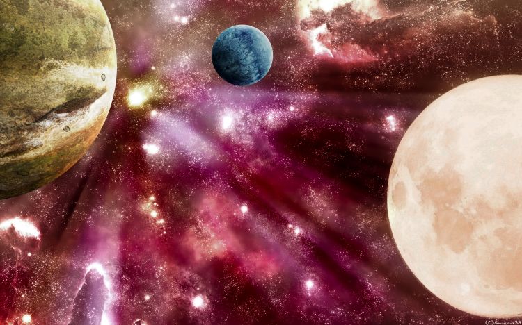 Wallpapers Digital Art Space - Universe Lune bleu