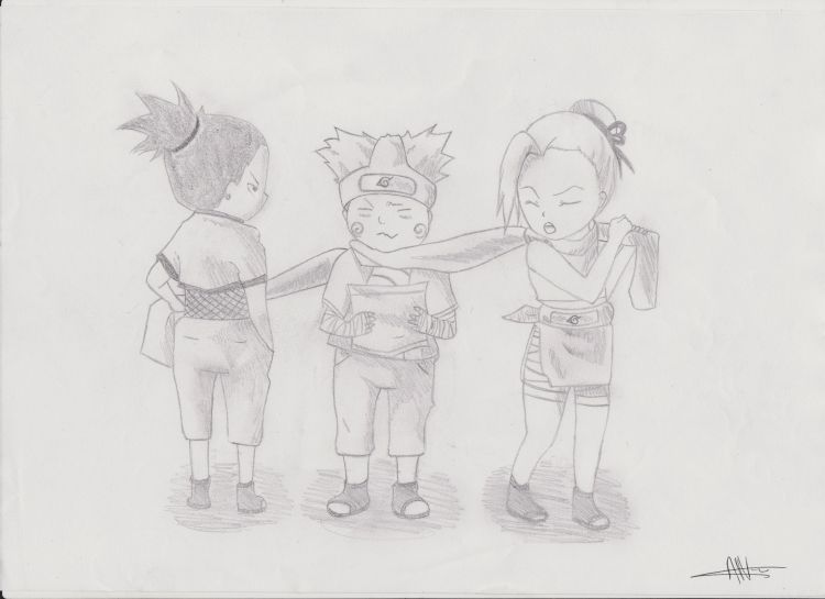 Fonds d'cran Art - Crayon Manga - Naruto l'quipe 10