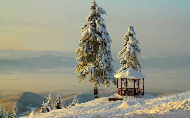 Wallpapers Nature Saisons - Winter Kiosque sous la neige