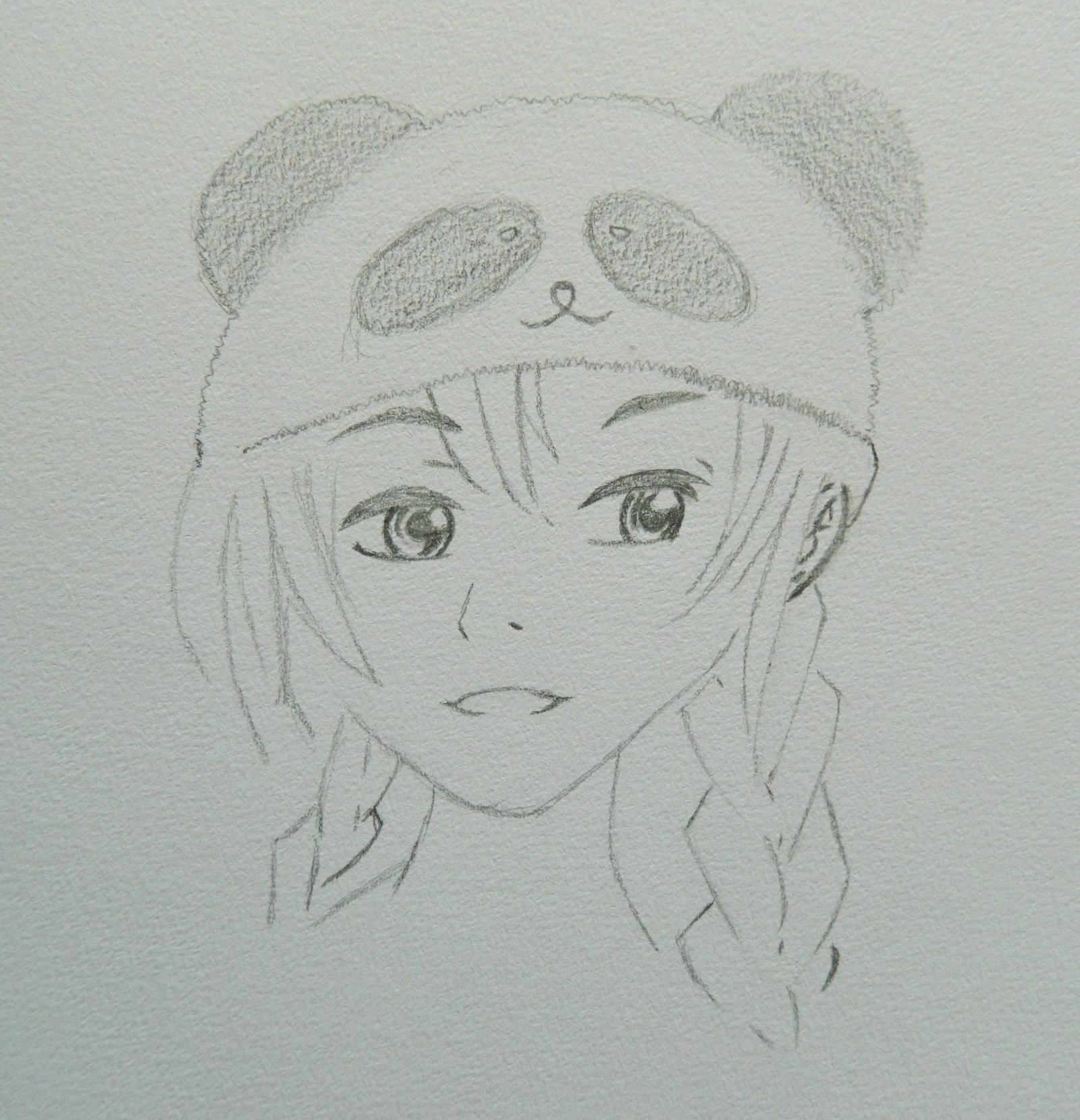 Fonds d'cran Art - Crayon Dessins anims - Divers Fille manga et bonnet Panda ^-^