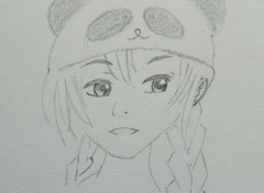  Art - Pencil Fille manga et bonnet Panda ^-^