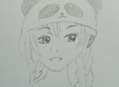  Art - Crayon Fille manga et bonnet Panda ^-^