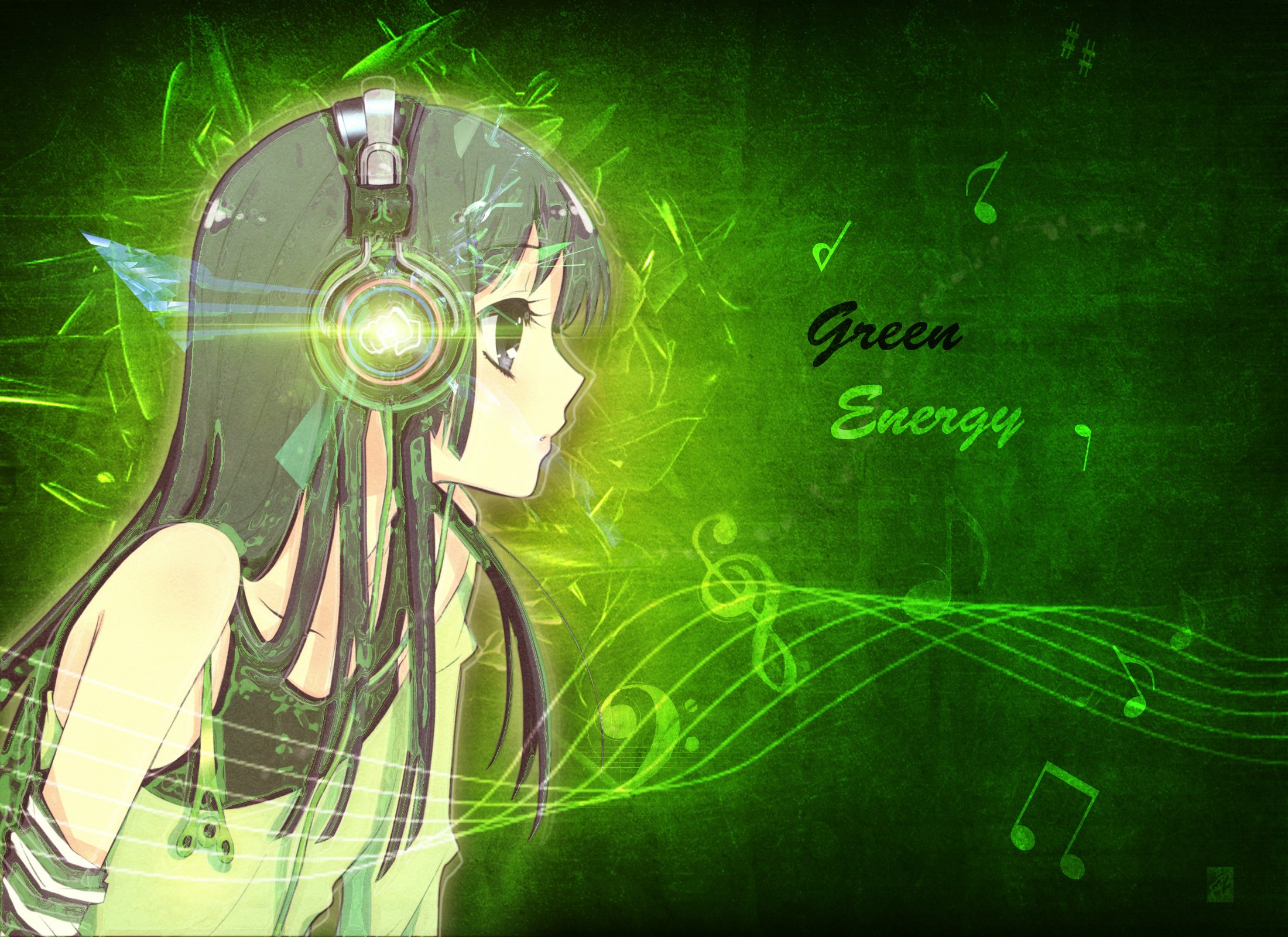 Fonds d'cran Manga K-ON! Akiyama Mio Green energy 