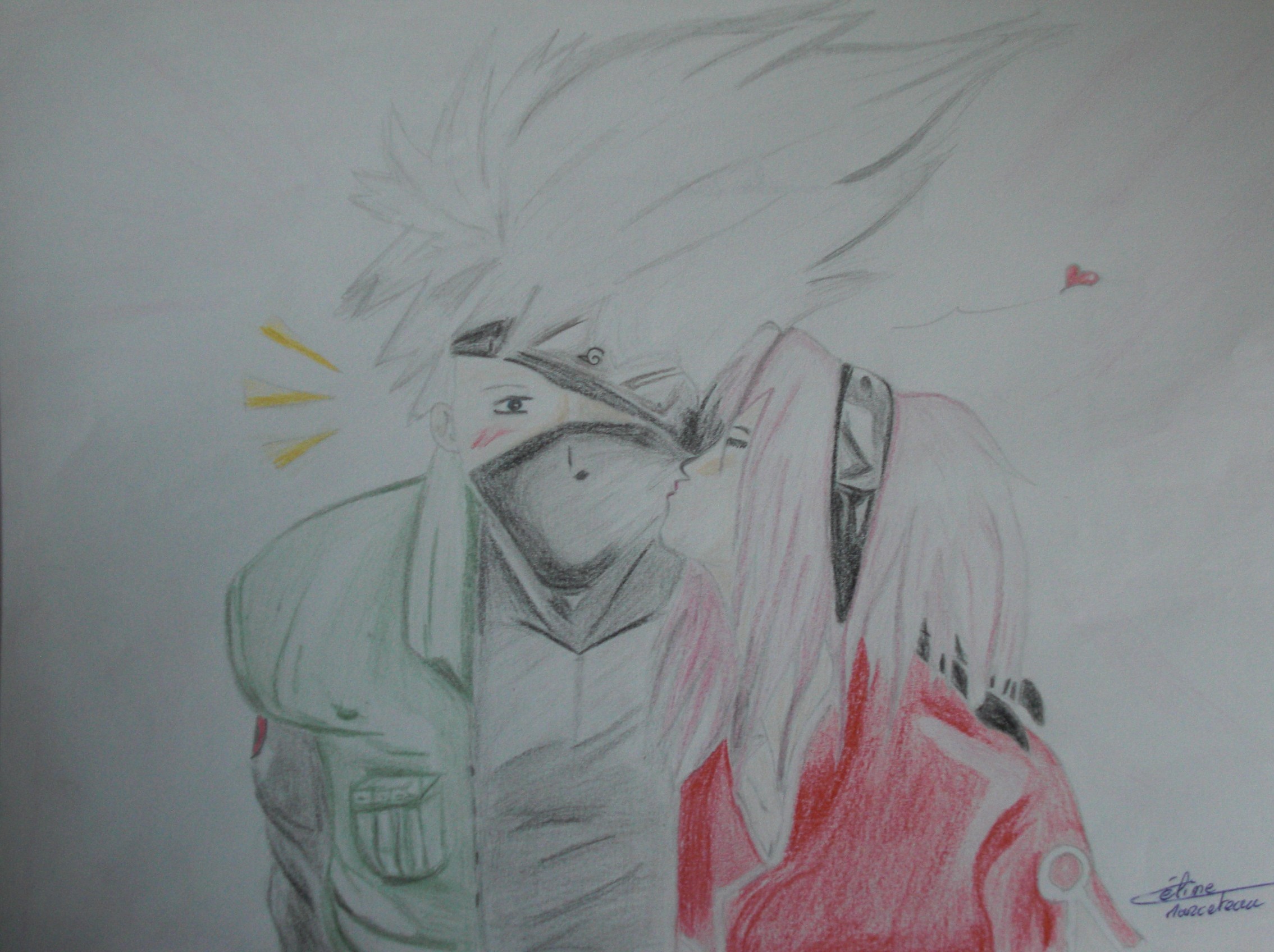 Wallpapers Art - Pencil Manga - Naruto Kakashi love Sakura