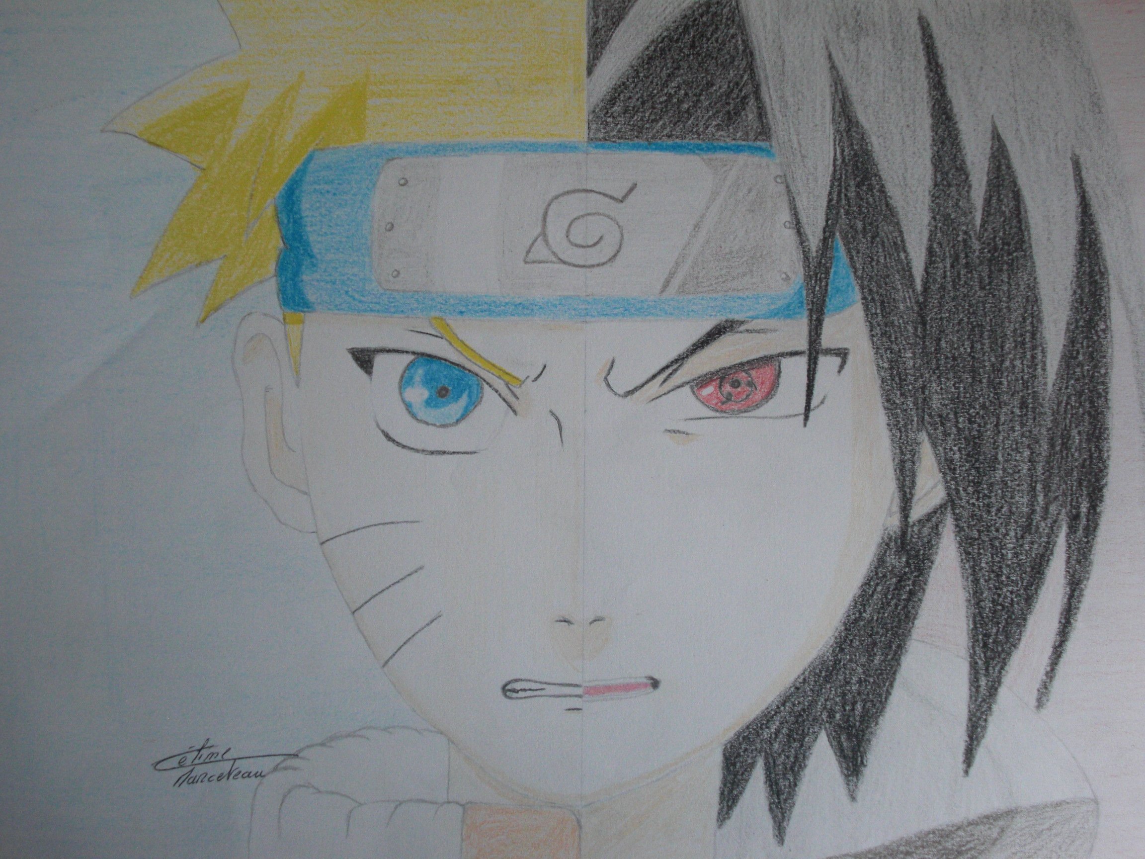 Fonds d'cran Art - Crayon Manga - Naruto Naruto VS Sasuk