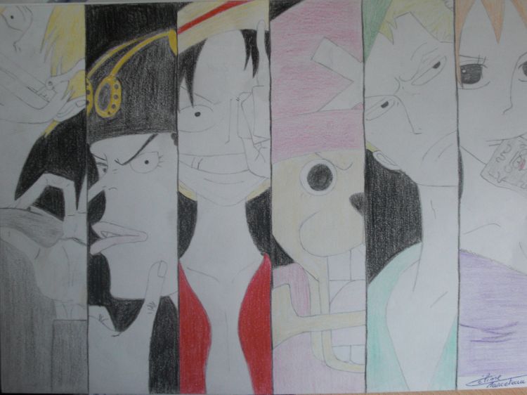 Fonds d'cran Art - Crayon Manga - One piece L quipe a luffy