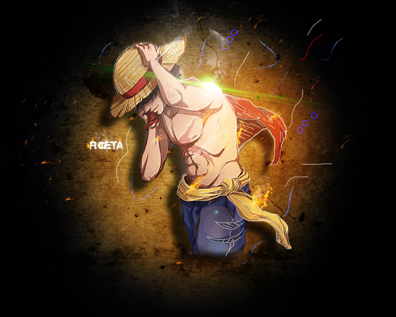 Wallpapers Manga One Piece Luffy de feu