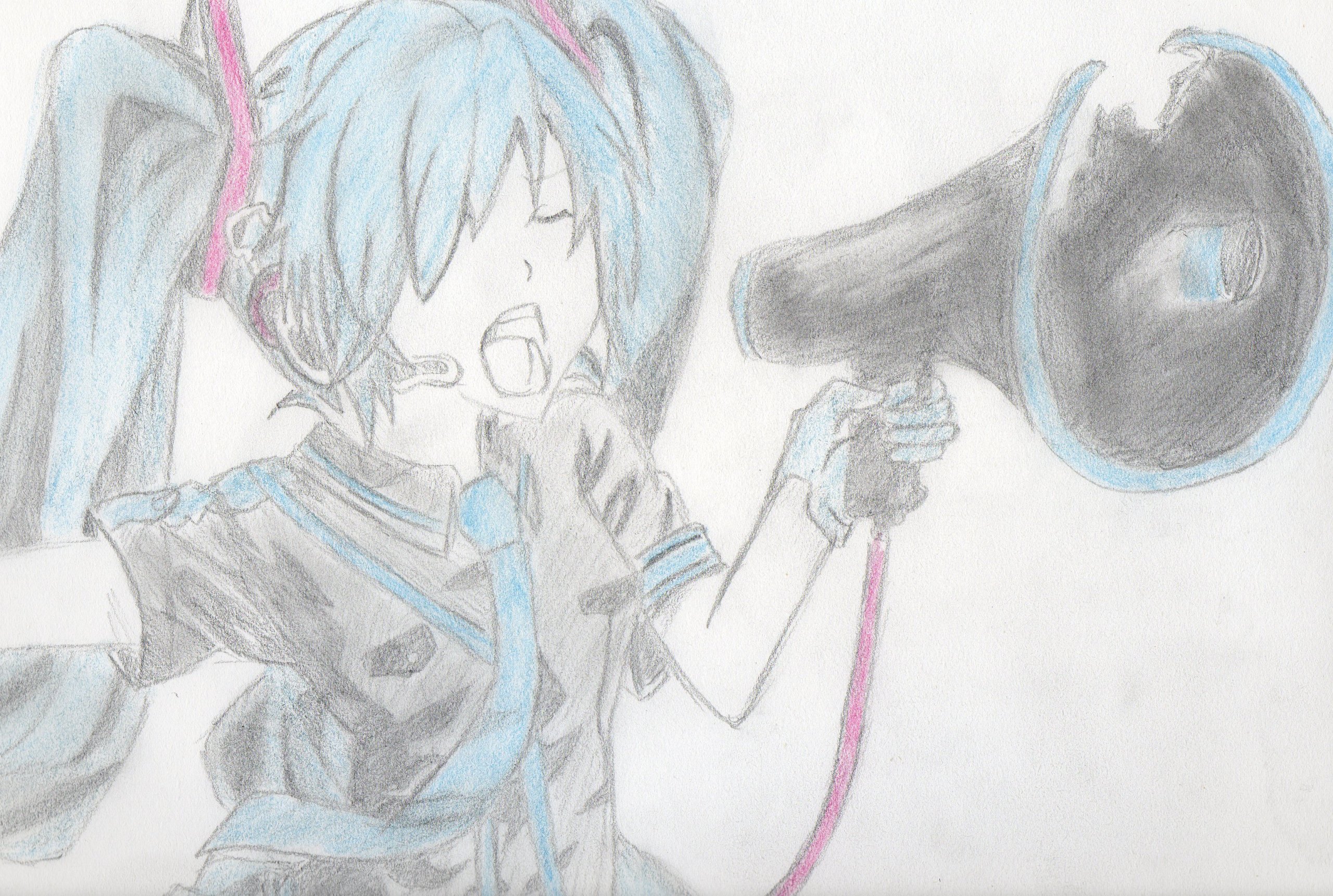 Fonds d'cran Art - Crayon Manga - Vocaloids Miku Hatsune - Love is war