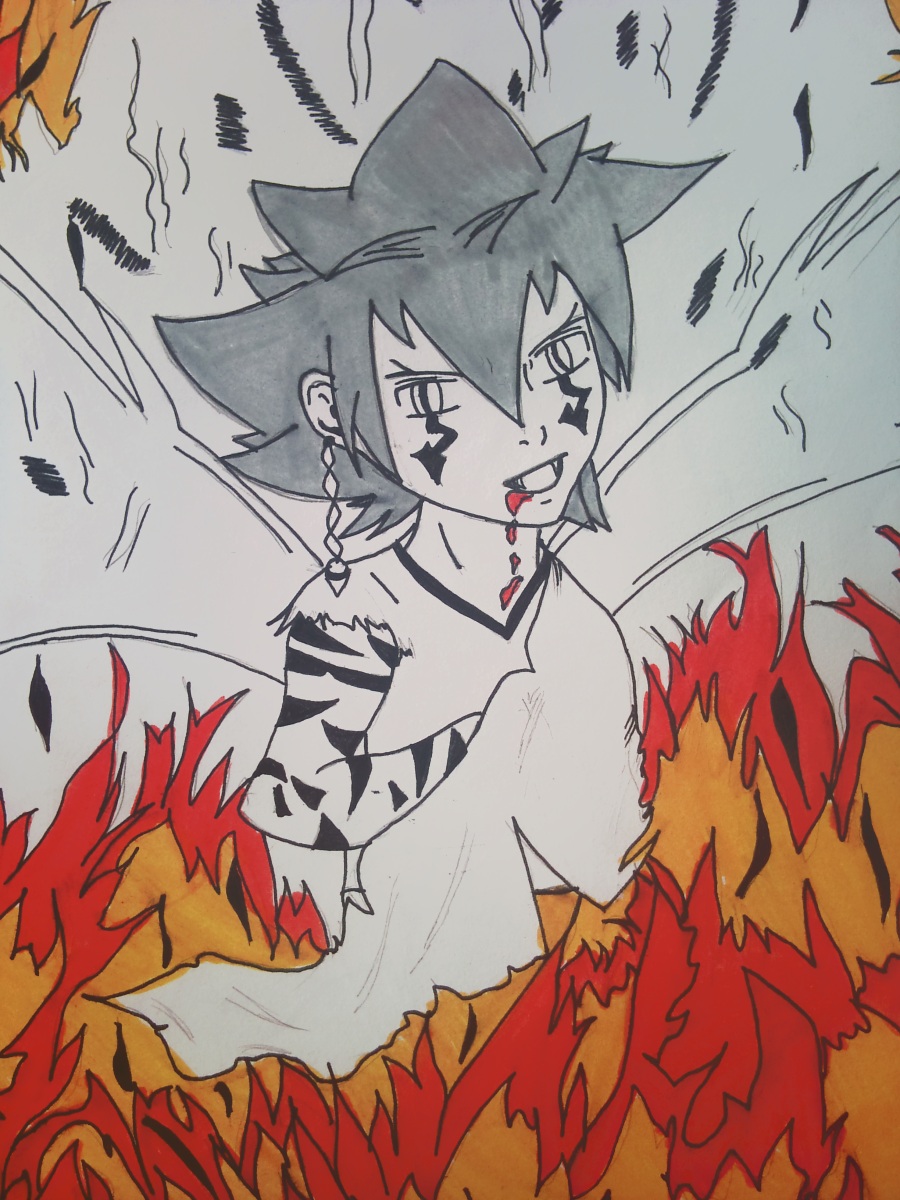 Wallpapers Art - Pencil Manga - Miscellaneous Demon dans les flammes 