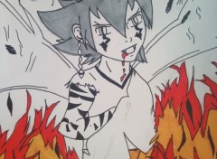  Art - Pencil Demon dans les flammes 