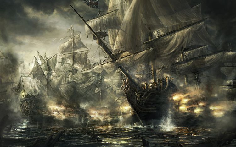 Wallpapers Art - Painting War, armies The Battle of Trafalgar