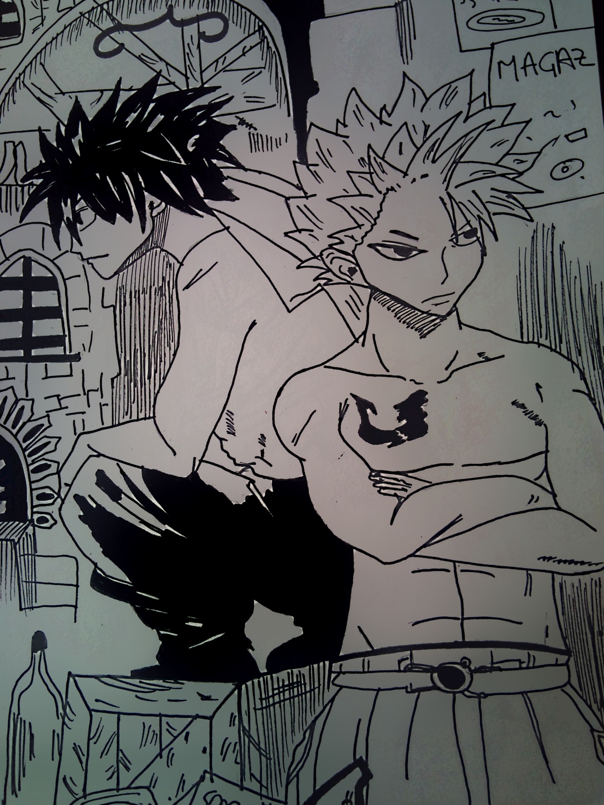 Fonds d'cran Art - Crayon Manga - Fairy Tail Gray et Leon