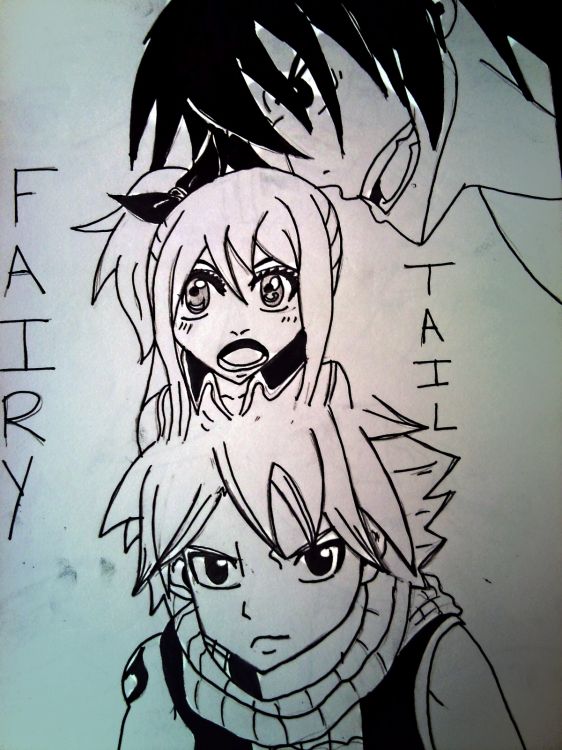 Fonds d'cran Art - Crayon Manga - Fairy Tail Natsu , Lucy et Gray