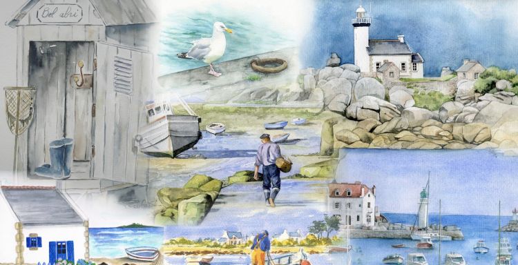 Fonds d'cran Art - Peinture Marine et port de pche Wallpaper N317147