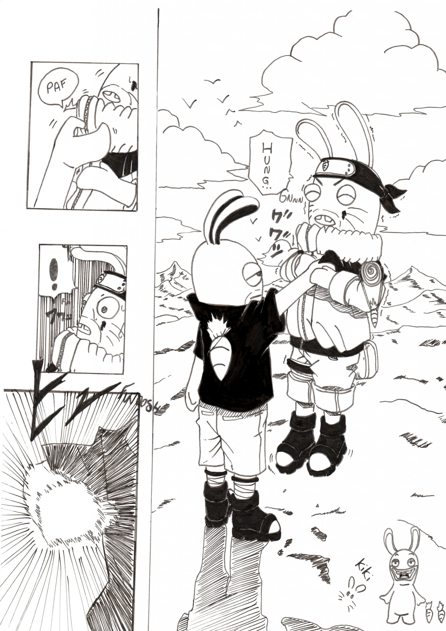 Fonds d'cran Art - Crayon Manga - Naruto naruto et lapins crtins 