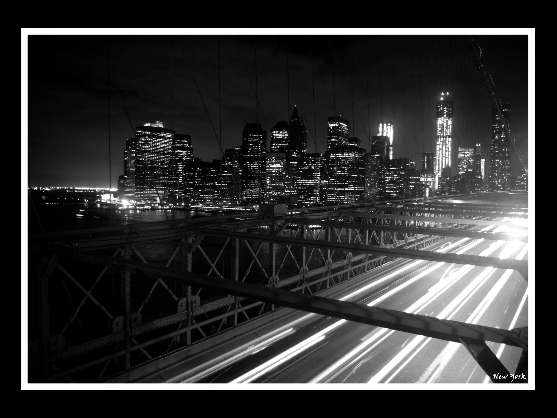 Fonds d'cran Voyages : Amrique du nord Etats-Unis > New York Photo prise du Pont de Brooklyn en pose longue