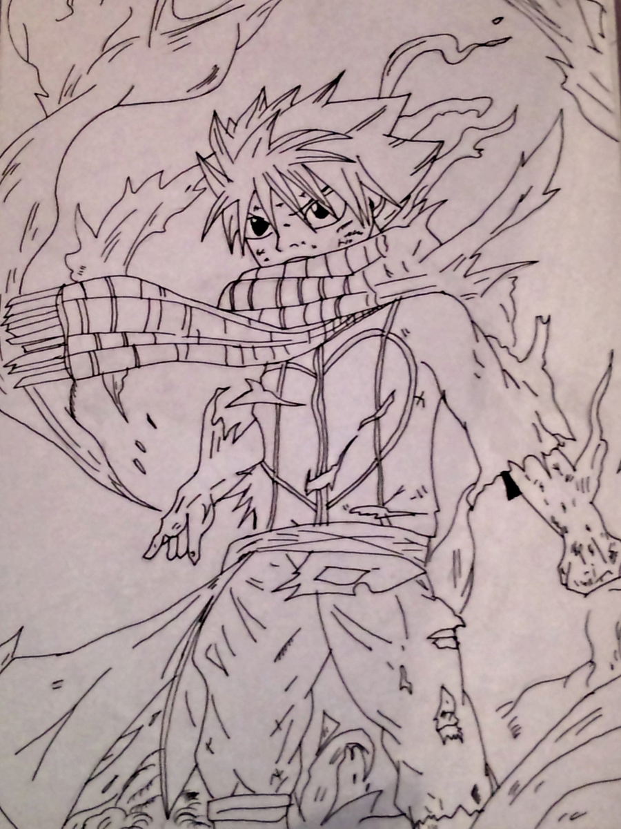 Wallpapers Art - Pencil Manga - Fairy Tail Natsu en flamme de Fairy Tail 