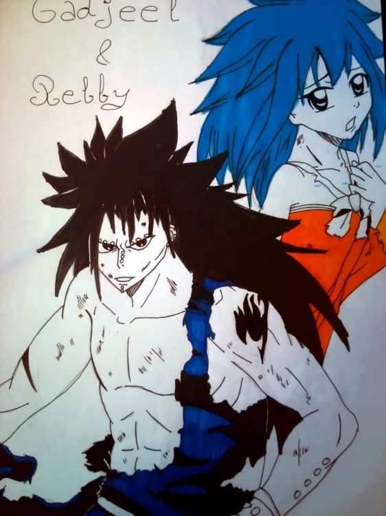 Wallpapers Art - Pencil Manga - Fairy Tail Gajeel & Rebby de Fairy Tail 