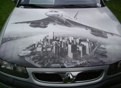  Voitures fresque sur capot d'une renault