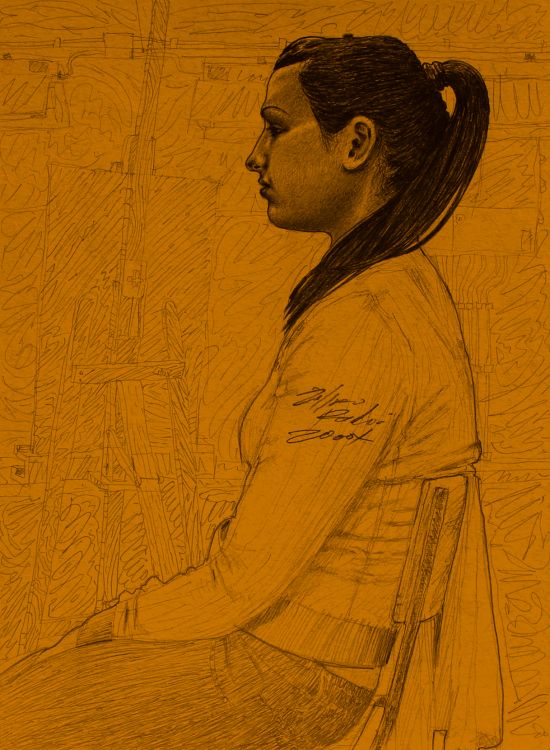 Wallpapers Art - Pencil Portraits Seated model