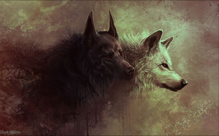 Fonds d'cran Art - Peinture Animaux Loups