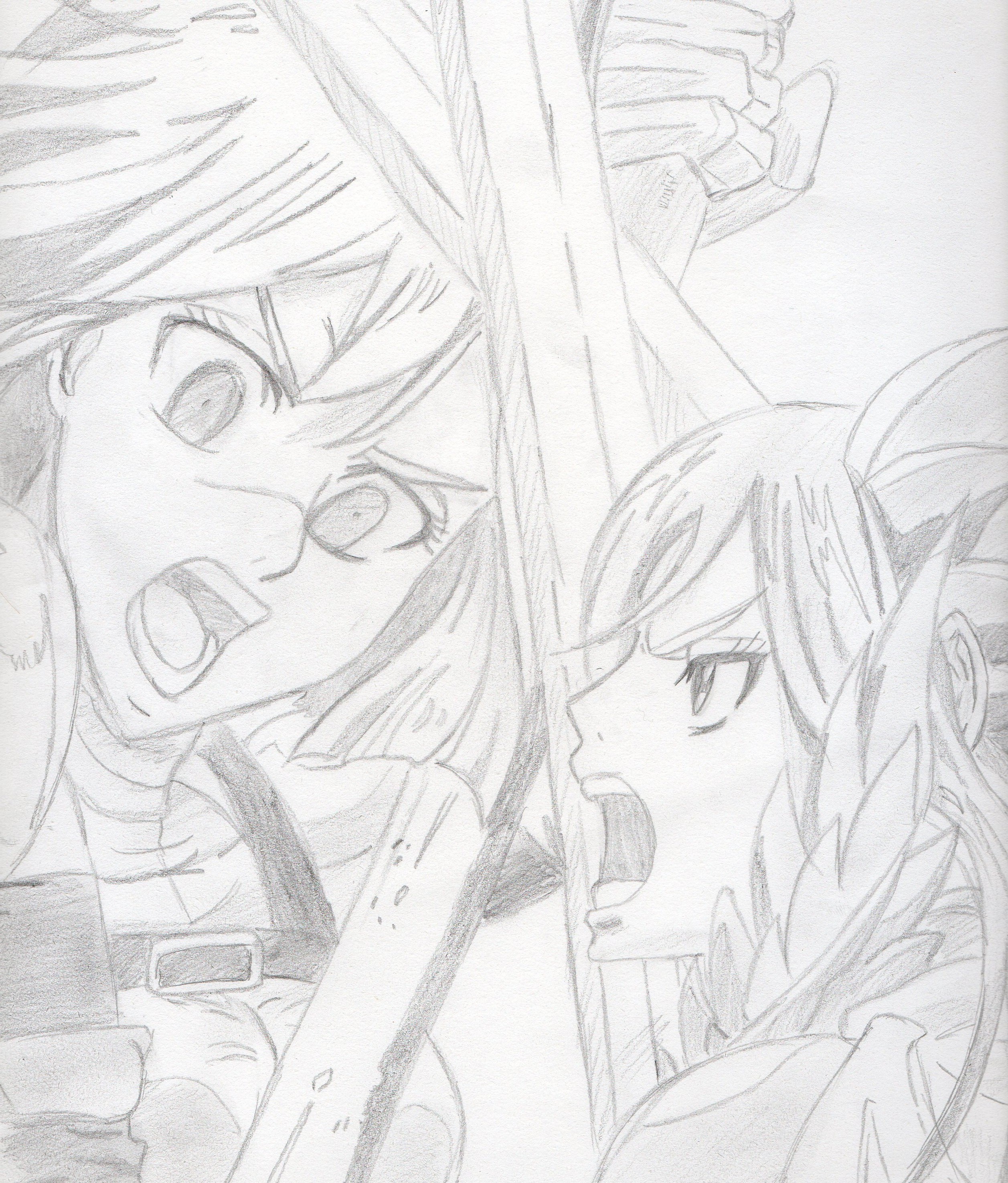 Wallpapers Art - Pencil Manga - Fairy Tail Erza Vs Erza